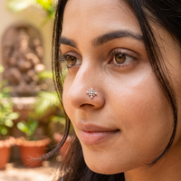 Geometric Cross Nose Pin in 925 Sterling Silver