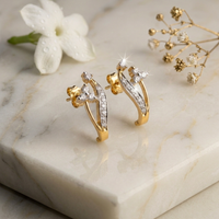 Gold Floral Vine Stud Earrings - 925 Sterling Silver
