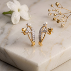 Gold Floral Vine Stud Earrings - 925 Sterling Silver