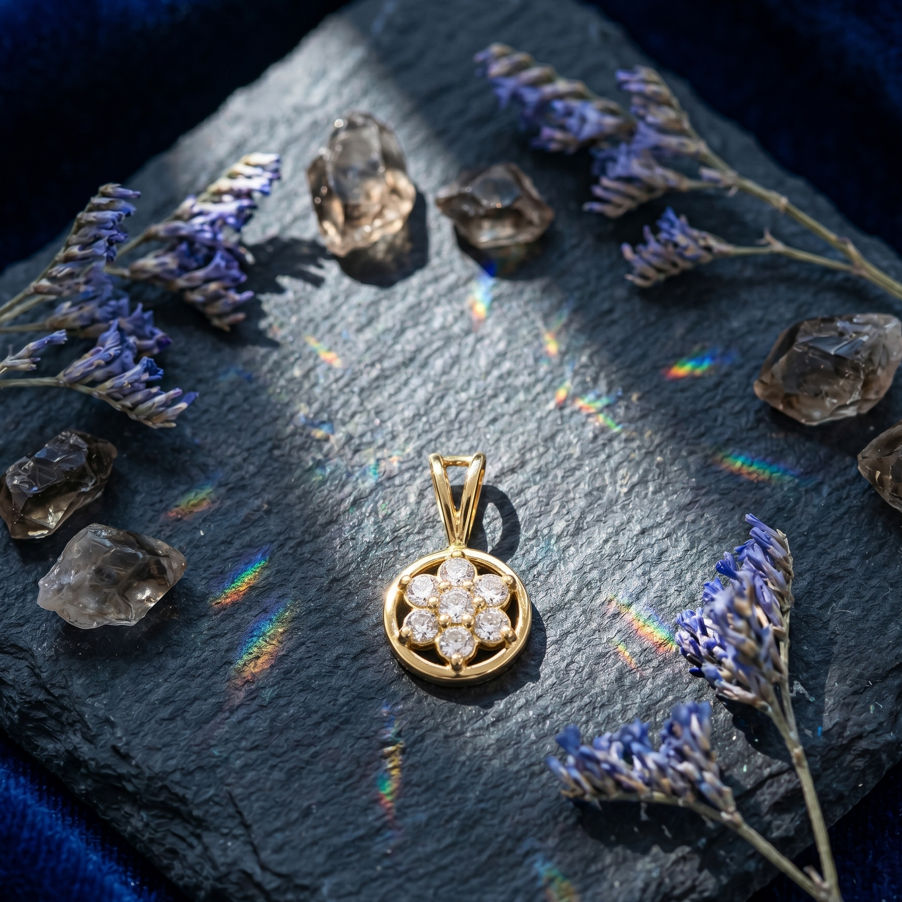 Golden Bloom Pendant Set in 925 Sterling Silver