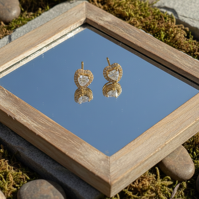 Classic Heart Halo CZ Studs | 925 Sterling Silver