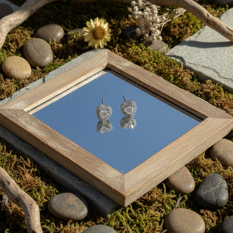 Classic Heart Halo CZ Studs | 925 Sterling Silver