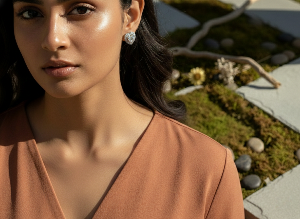 Classic Heart Halo CZ Studs | 925 Sterling Silver