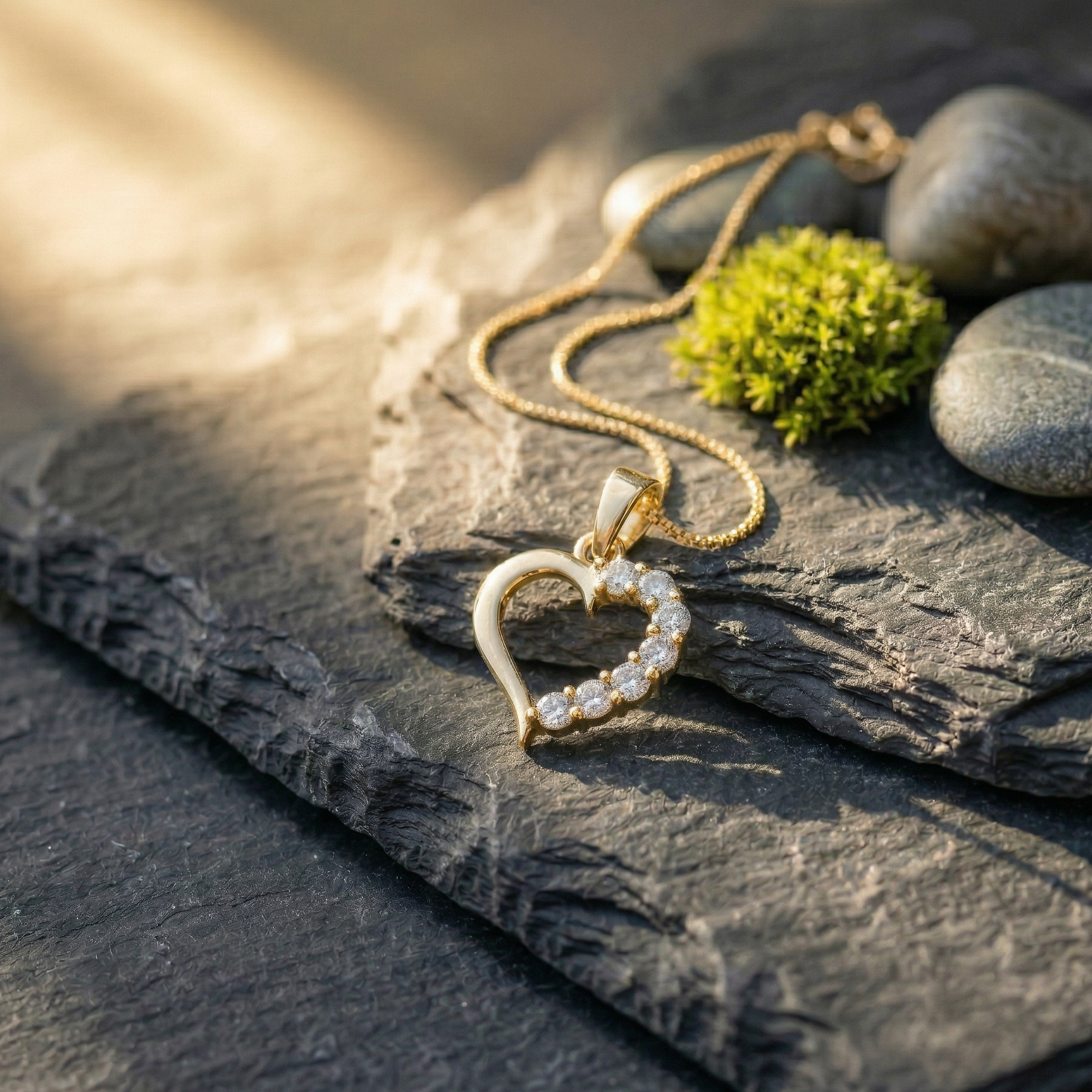 Minimalist Pavé Heart Silhouette CZ Pendant | 925 Sterling Silver