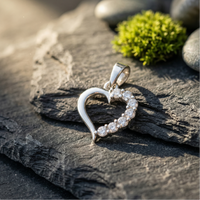 Minimalist Pavé Heart Silhouette CZ Pendant | 925 Sterling Silver