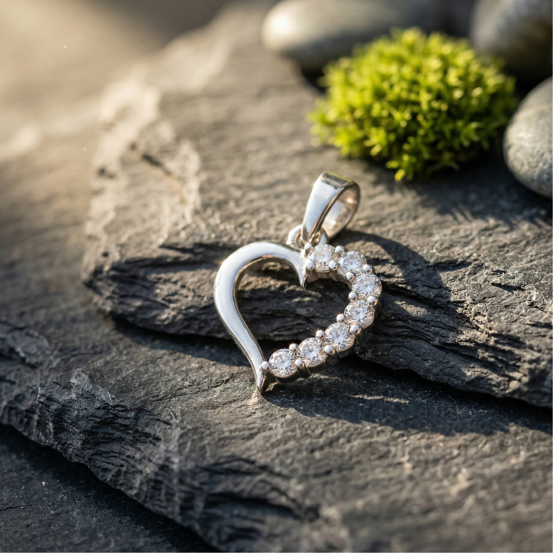 Minimalist Pavé Heart Silhouette CZ Pendant | 925 Sterling Silver