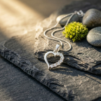 Minimalist Pavé Heart Silhouette CZ Pendant | 925 Sterling Silver