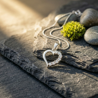 Minimalist Pavé Heart Silhouette CZ Pendant | 925 Sterling Silver