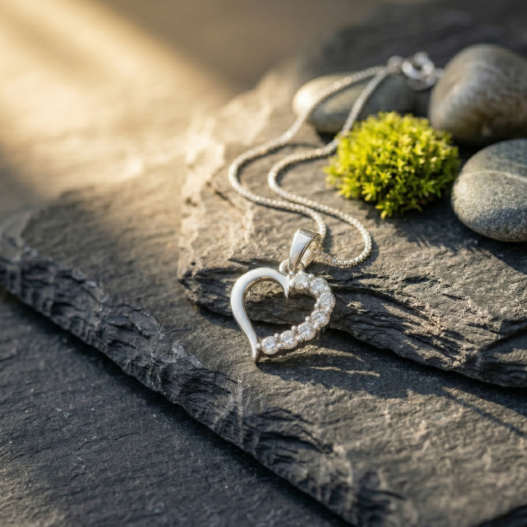 Minimalist Pavé Heart Silhouette CZ Pendant | 925 Sterling Silver
