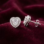 Classic Heart Halo CZ Studs | 925 Sterling Silver