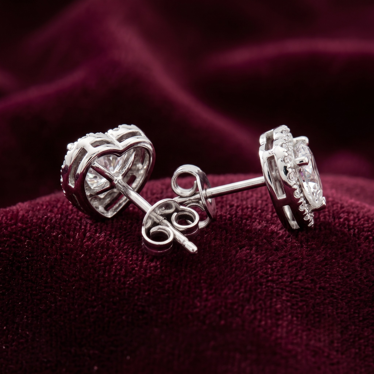 Classic Heart Halo CZ Studs | 925 Sterling Silver