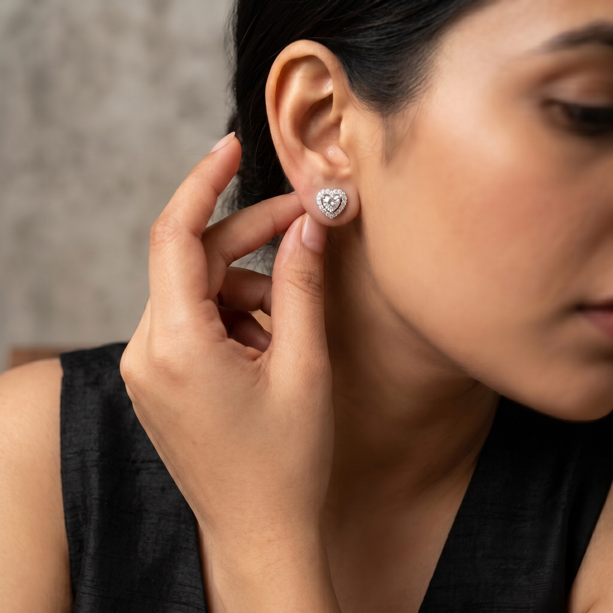 Classic Heart Halo CZ Studs | 925 Sterling Silver