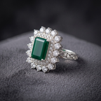 Imperial Emerald Cut Natural Green Onyx Cocktail Ring in 925 Sterling Silver
