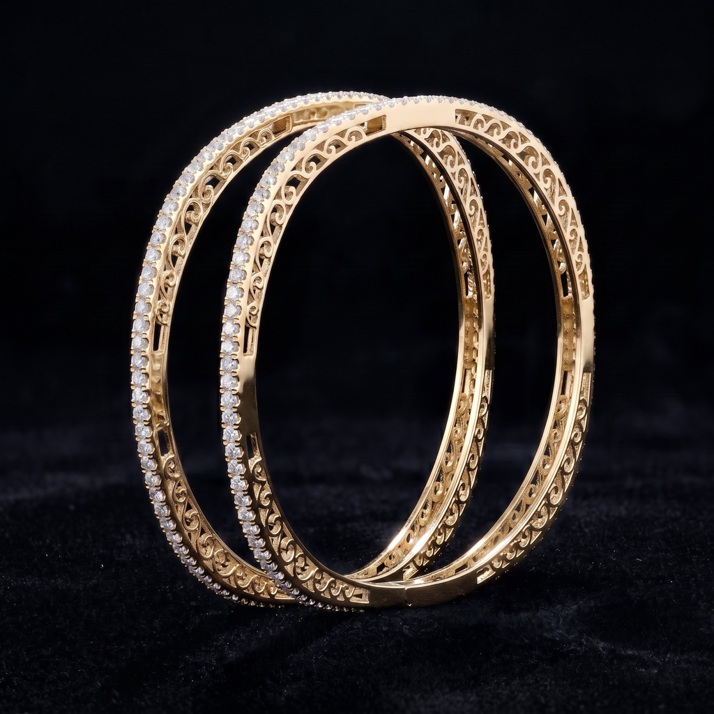 Infinite Shimmer Geometric Bangle in 925 Sterling Silver