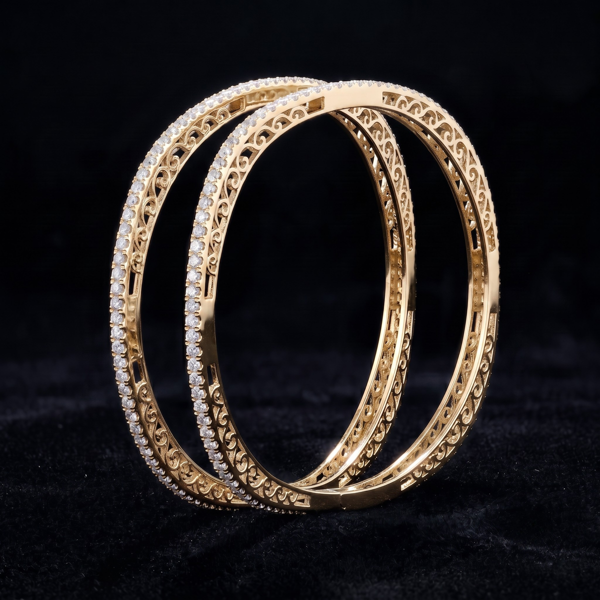 Infinite Shimmer Geometric Bangle in 925 Sterling Silver