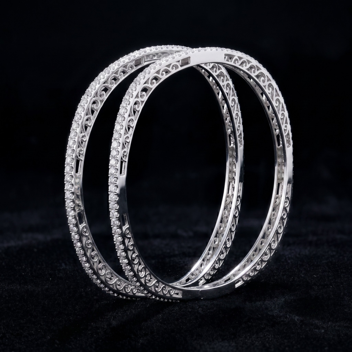 Infinite Shimmer Geometric Bangle in 925 Sterling Silver