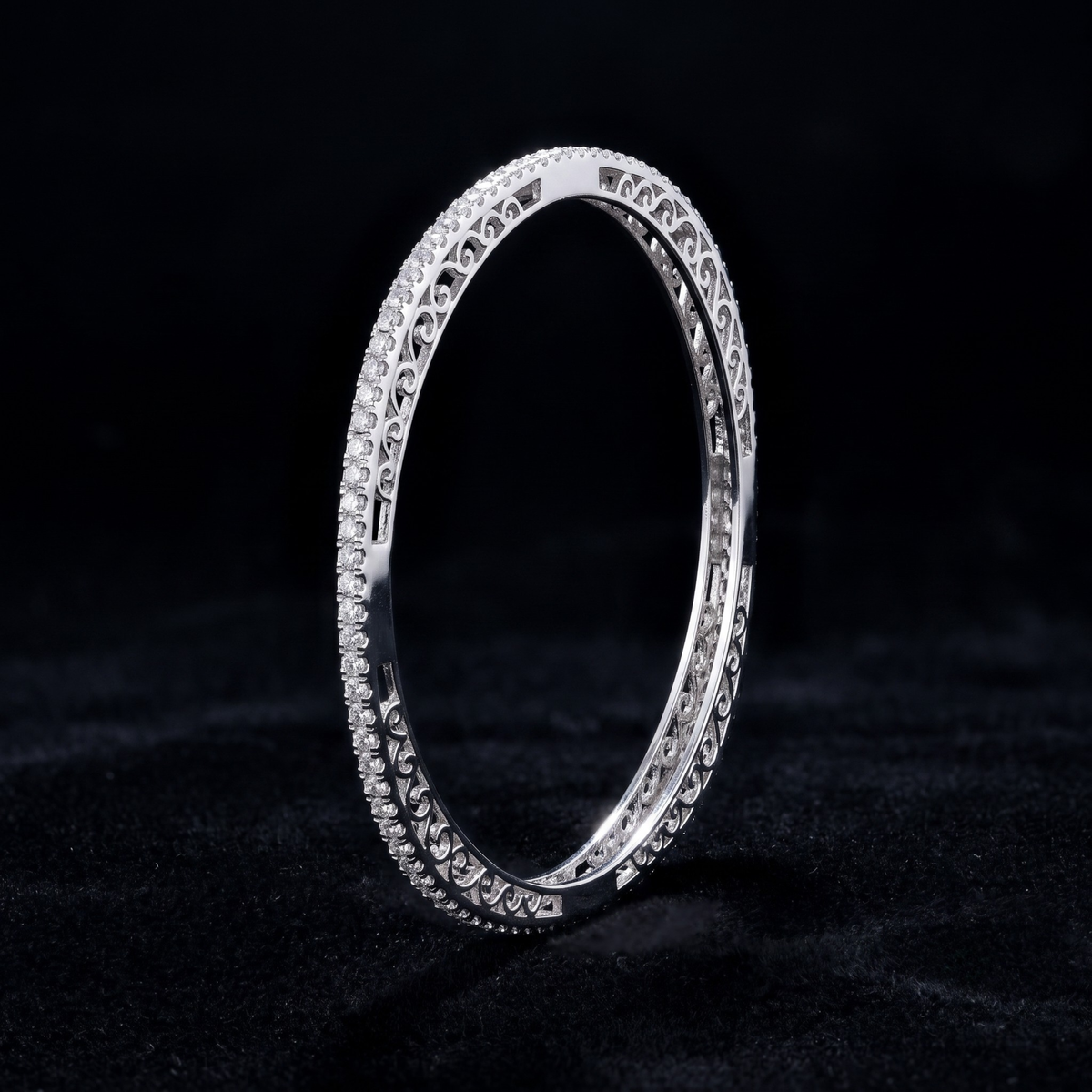 Infinite Shimmer Geometric Bangle in 925 Sterling Silver