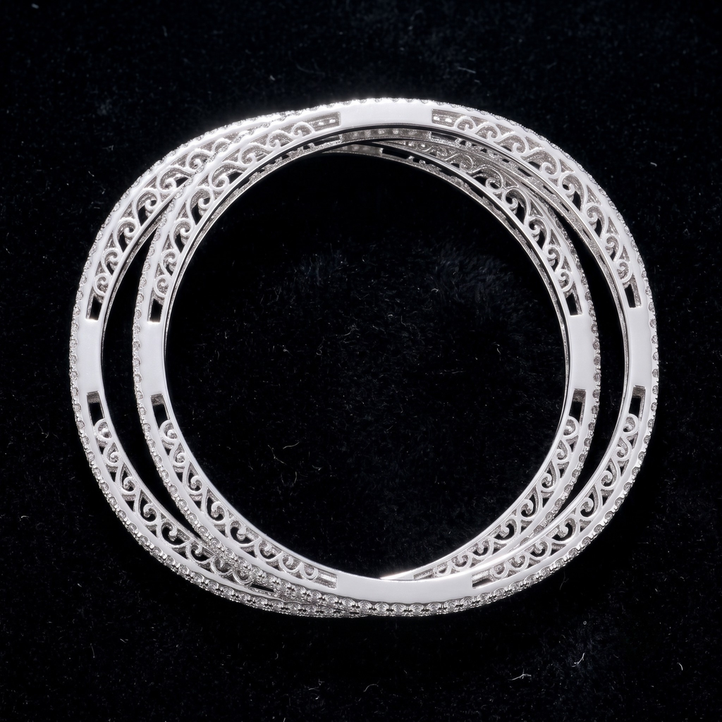 Infinite Shimmer Geometric Bangle in 925 Sterling Silver