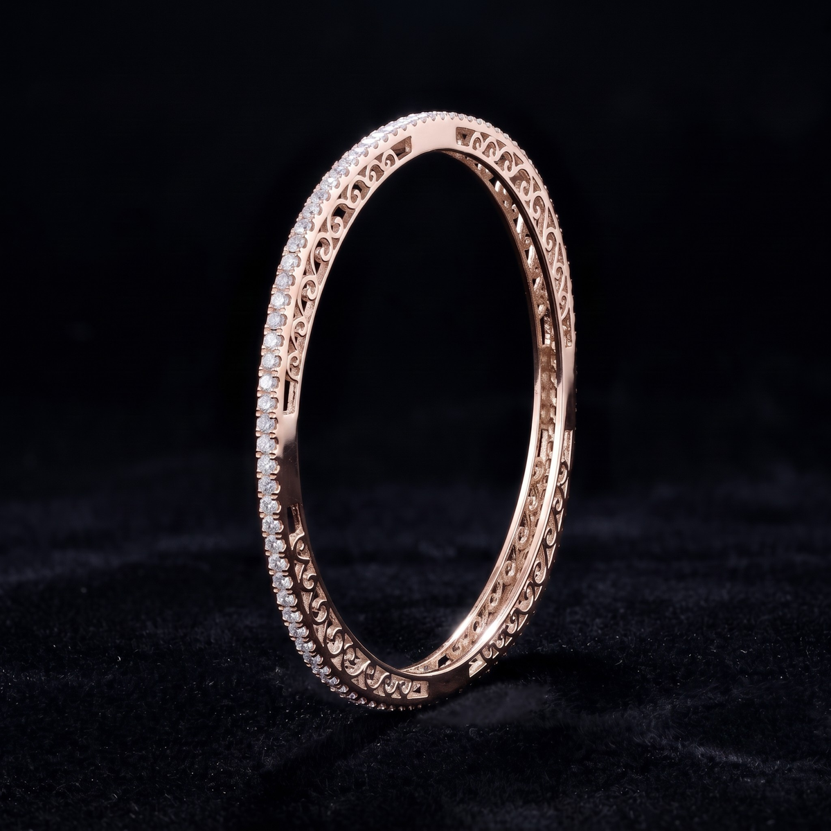 Infinite Shimmer Geometric Bangle in 925 Sterling Silver
