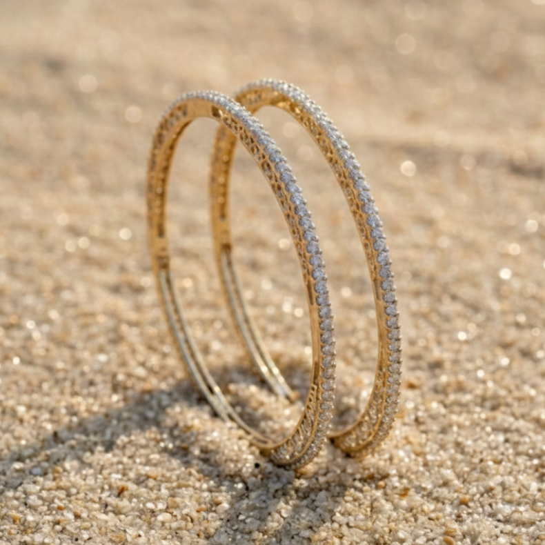Infinite Shimmer Geometric Bangle in 925 Sterling Silver
