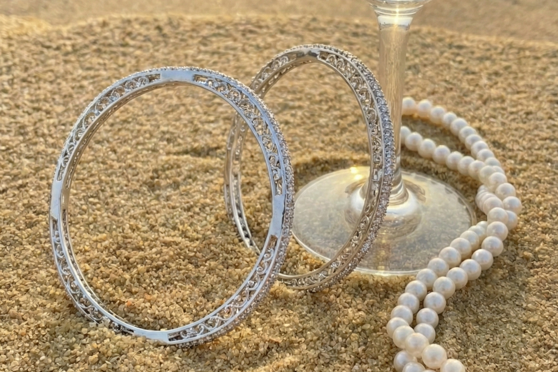 Infinite Shimmer Geometric Bangle in 925 Sterling Silver