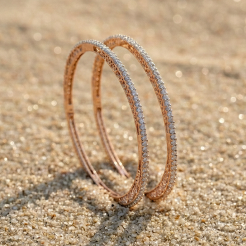 Infinite Shimmer Geometric Bangle in 925 Sterling Silver