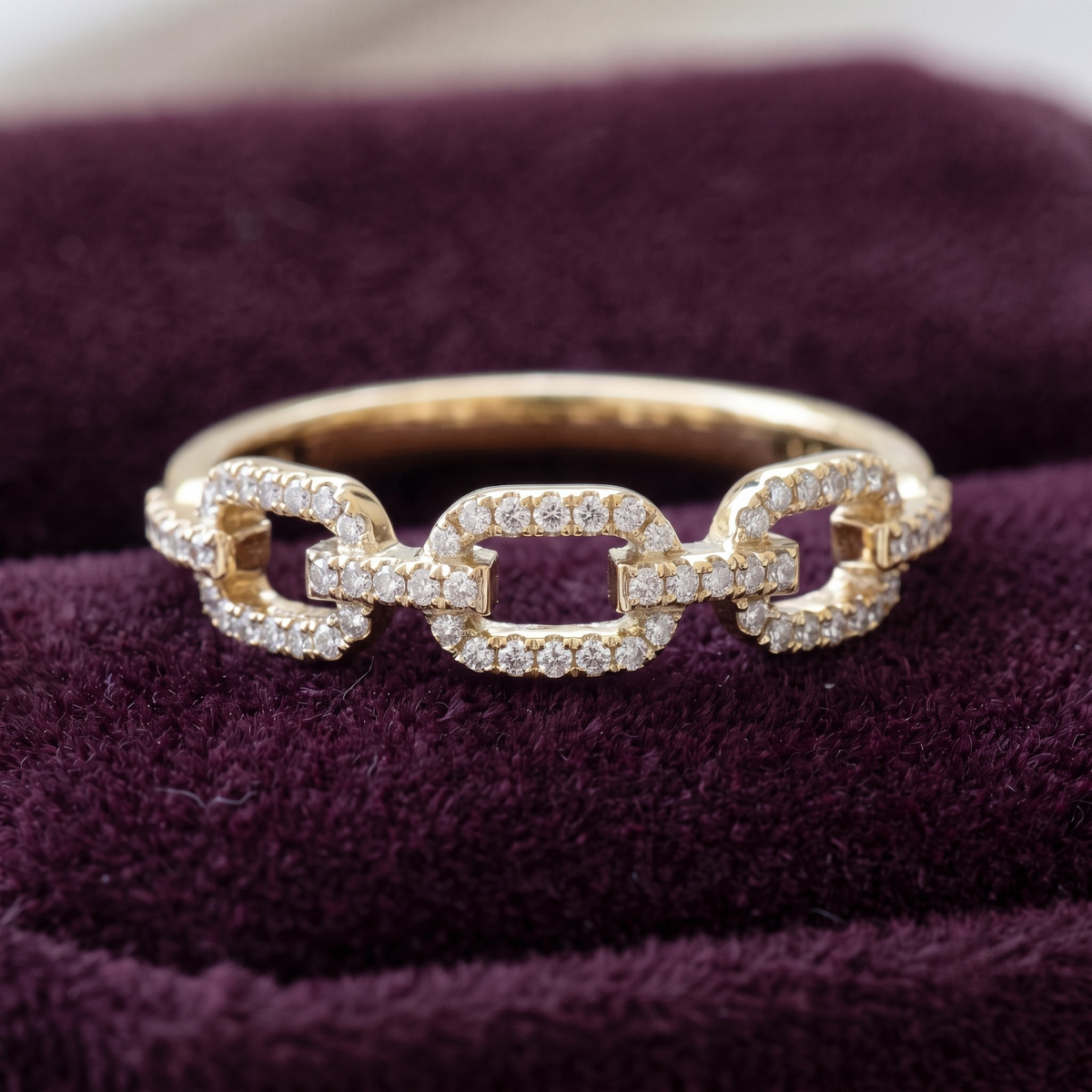 925 Sterling Silver Linear Link Ring