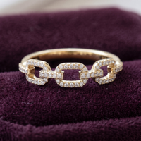 925 Sterling Silver Linear Link Ring