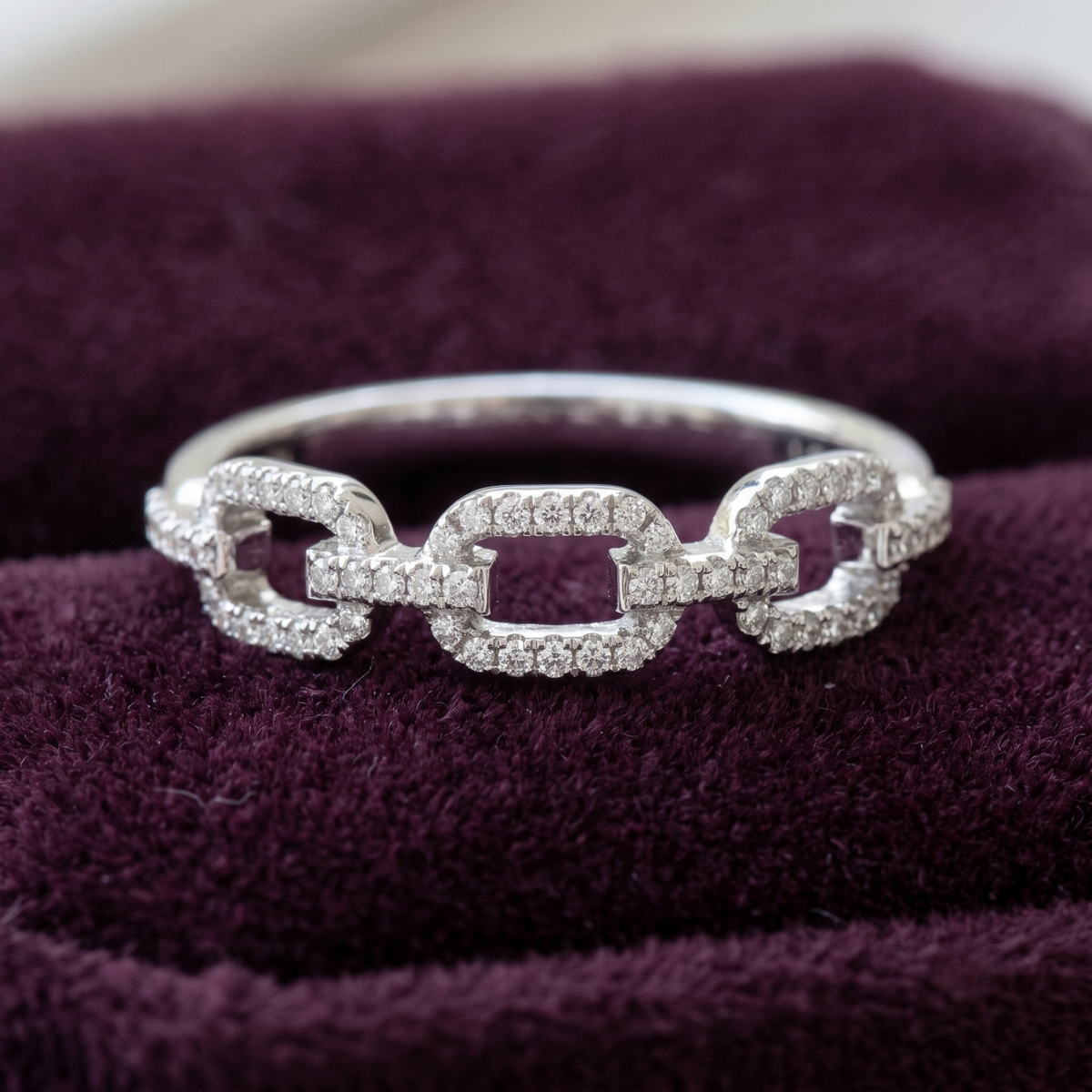 925 Sterling Silver Linear Link Ring