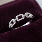 925 Sterling Silver Linear Link Ring