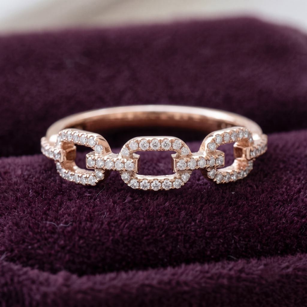 925 Sterling Silver Linear Link Ring