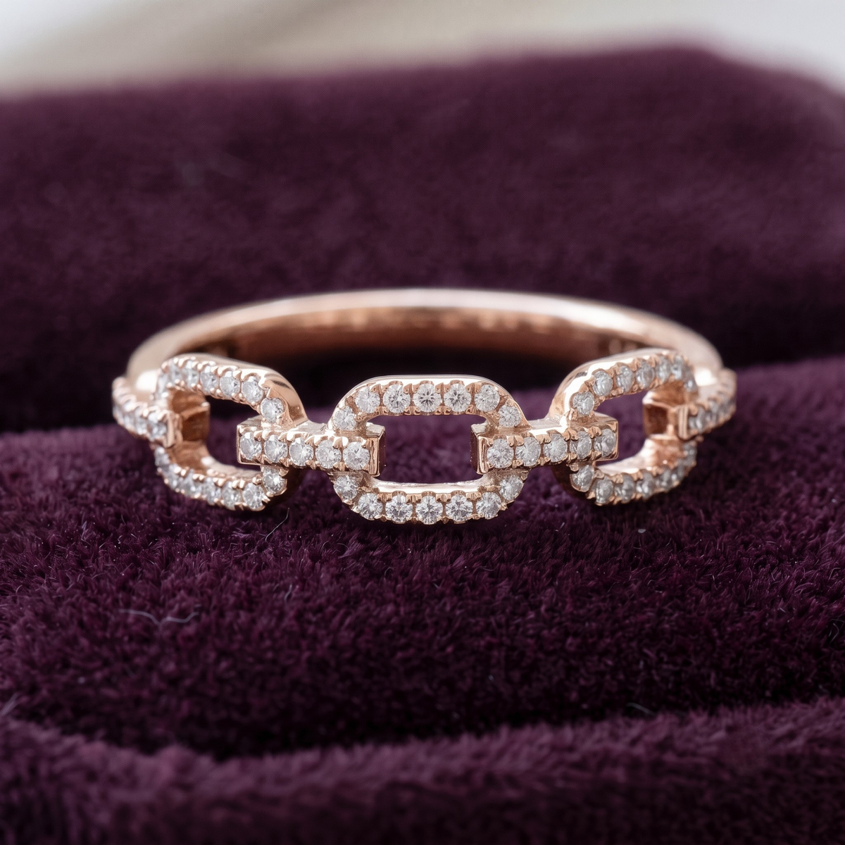 925 Sterling Silver Linear Link Ring