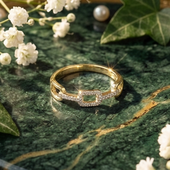 925 Sterling Silver Linear Link Adjustable Ring