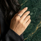 925 Sterling Silver Linear Link Adjustable Ring