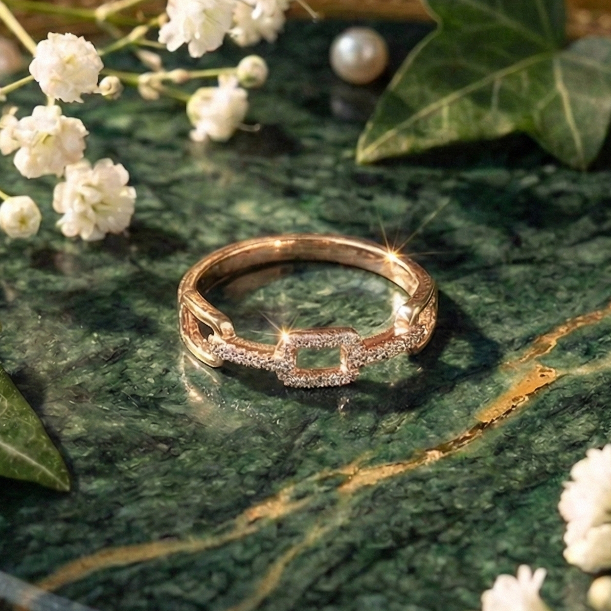 925 Sterling Silver Linear Link Adjustable Ring