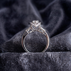 Marquise Cut Three-Stone Halo Ring in 925 Sterling Silver