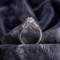 Marquise Cut Three-Stone Halo Ring in 925 Sterling Silver