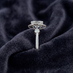 Marquise Cut Three-Stone Halo Ring in 925 Sterling Silver
