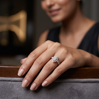 Marquise Cut Three-Stone Halo Ring in 925 Sterling Silver