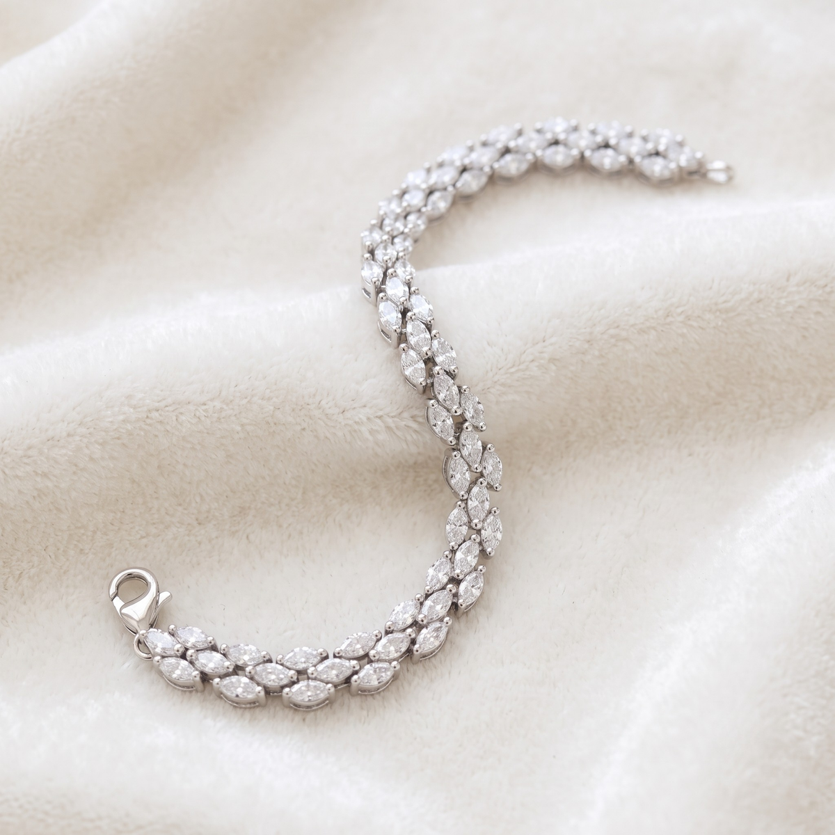 Marquise Cluster Tennis Bracelet – 925 Sterling Silver Statement