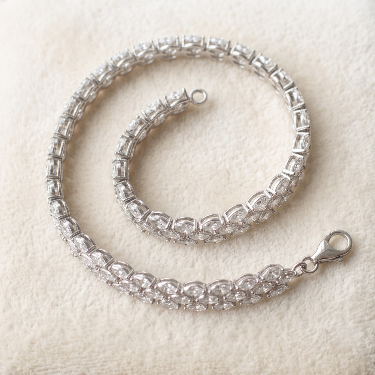 Marquise Cluster Tennis Bracelet – 925 Sterling Silver Statement