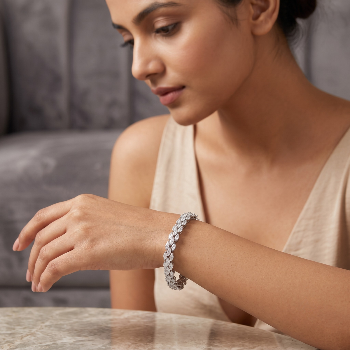 Marquise Cluster Tennis Bracelet – 925 Sterling Silver Statement