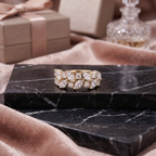 Marquise and Round Cluster Wide Statement Band in 925 Sterling Silver