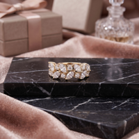 Marquise and Round Cluster Wide Statement Band in 925 Sterling Silver