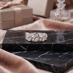 Marquise and Round Cluster Wide Statement Band in 925 Sterling Silver