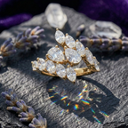 Marquise and Pear Stone Cluster Ring in 925 Sterling Silver