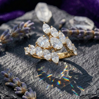 Marquise and Pear Stone Cluster Ring in 925 Sterling Silver