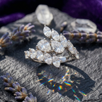 Marquise and Pear Stone Cluster Ring in 925 Sterling Silver