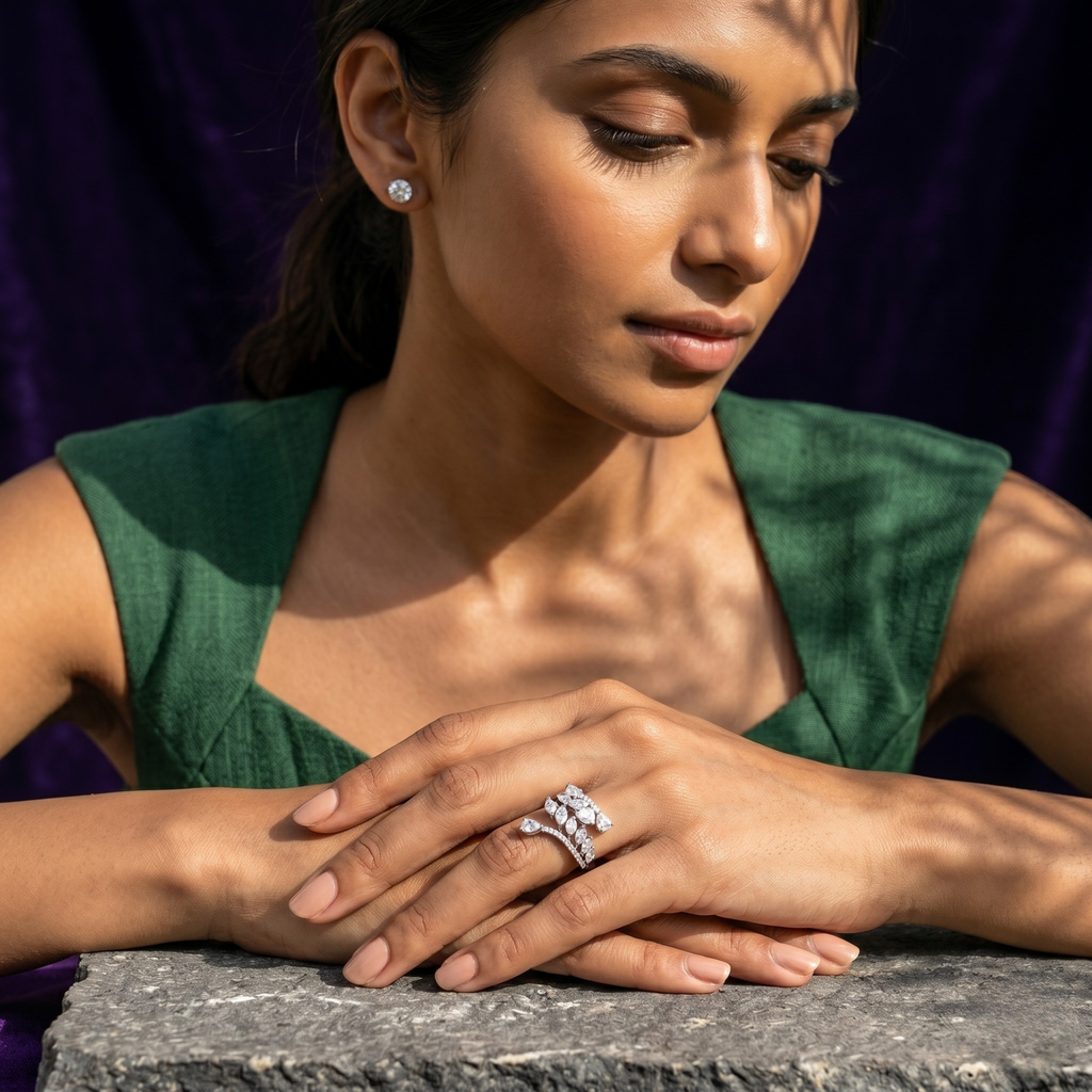 Marquise Vine Ring in 925 Sterling Silver