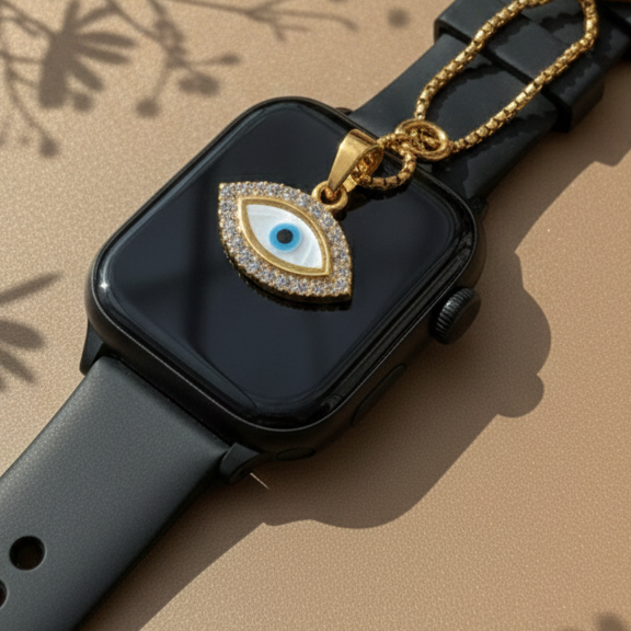 Marquise Evil Eye Watch Charm in 925 Sterling Silver